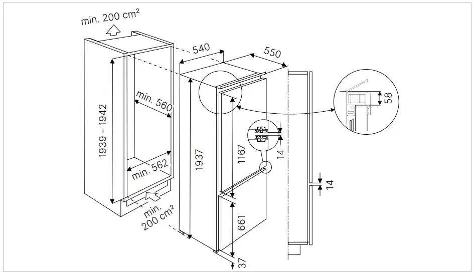 Встраиваемый холодильник с морозильной камерой Kuppersbusch FKGF 9850.0i